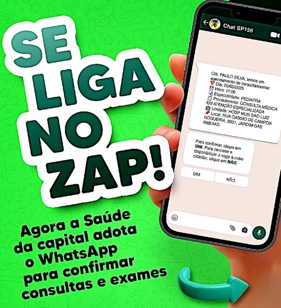 Prefeitura confirma consultas e exames da rede pública de saúde pelo WhatsApp