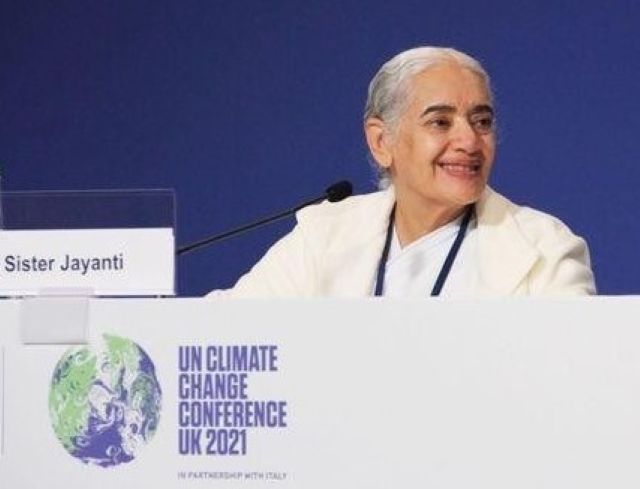 Conferência com a Sister Jayanti sobre consciência e sustentabilidade