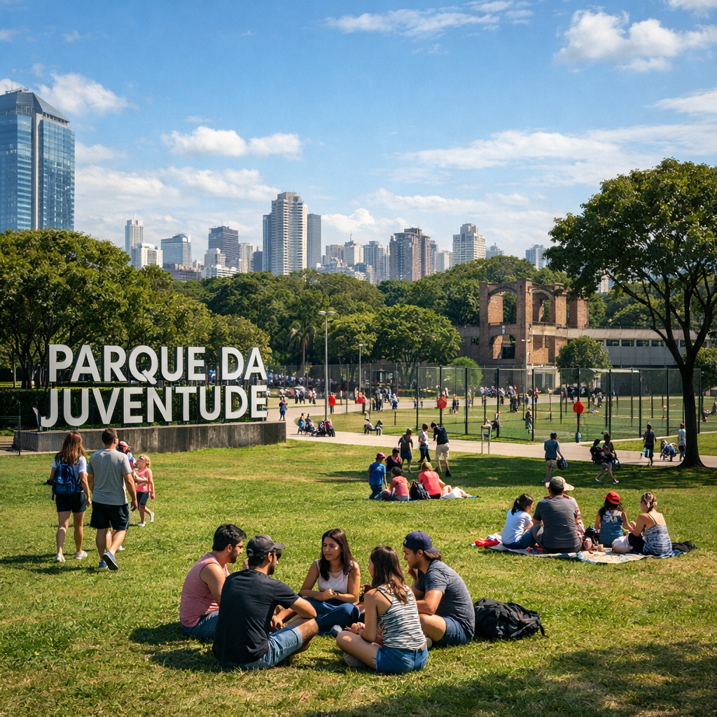 Pessoas aproveitando eventos gratuitos no Parque da Juventude na Zona Norte de São Paulo