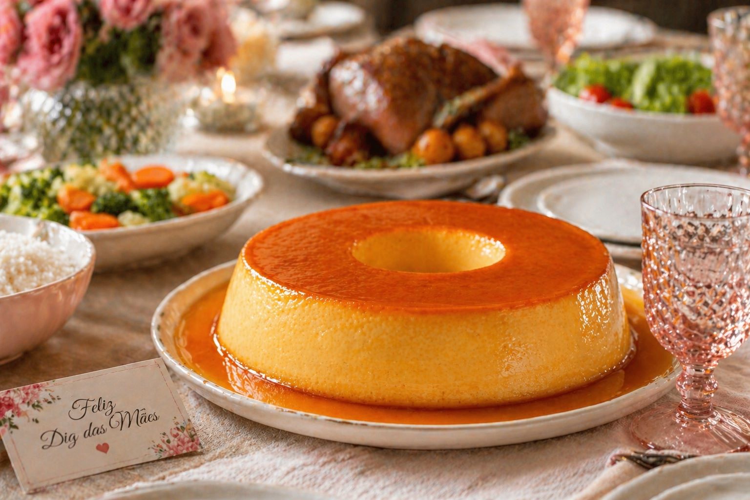 pudim de leite condensado cremoso sem furinhos pronto para servir no Dia das Mães