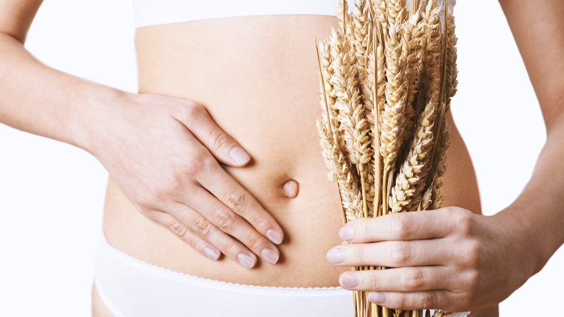 Ilustração sobre doença celíaca e impactos no metabolismo e saúde intestinal