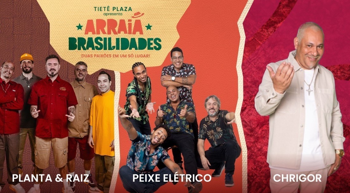 Público no Arraiá do Tietê Plaza Shopping durante evento junino na Zona Norte de São Paulo