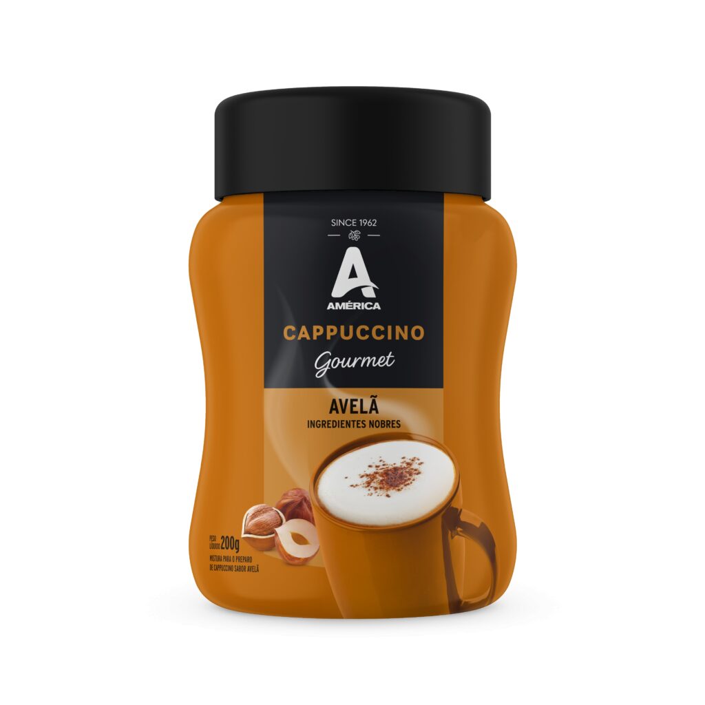 Novos cappuccinos gourmet da linha América com sabores avelã e doce de leite.