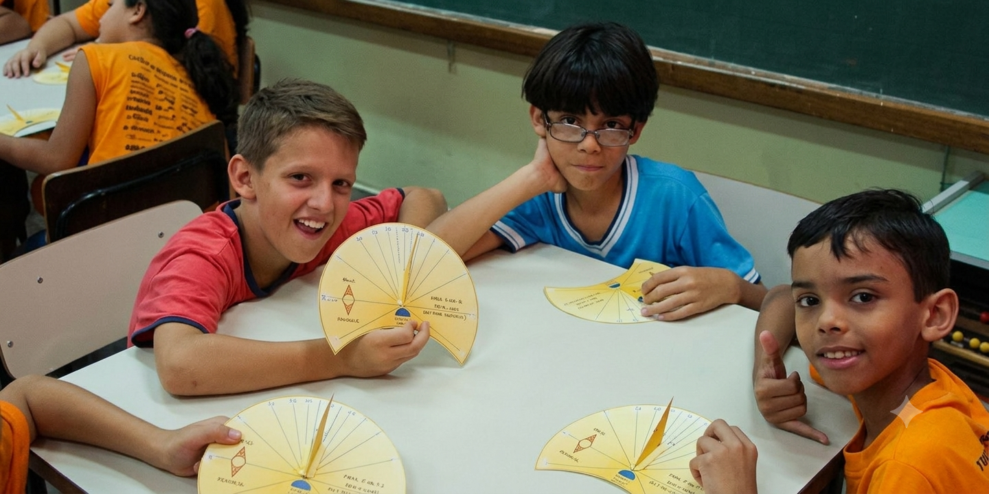 Crianças participam da oficina gratuita Relógio Solar no Sesc Santana, na Zona Norte de São Paulo.