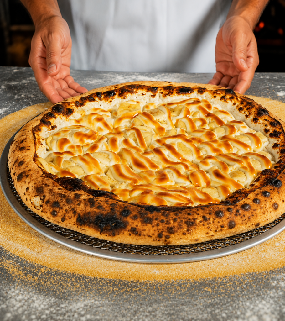 Pizzaria mais premiada da Zona Norte lança pizza doce especial no Dia da Pizza: “Banana Nevada”