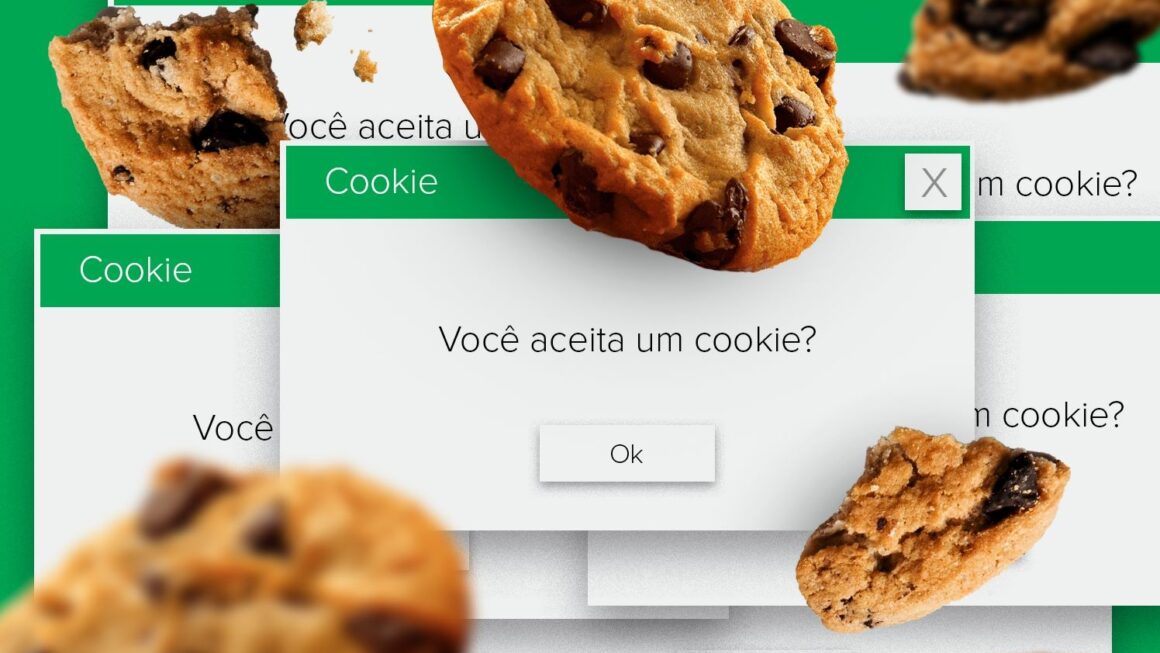 Usuário aceita cookies em site e pode compartilhar dados de navegação e preferências online.
