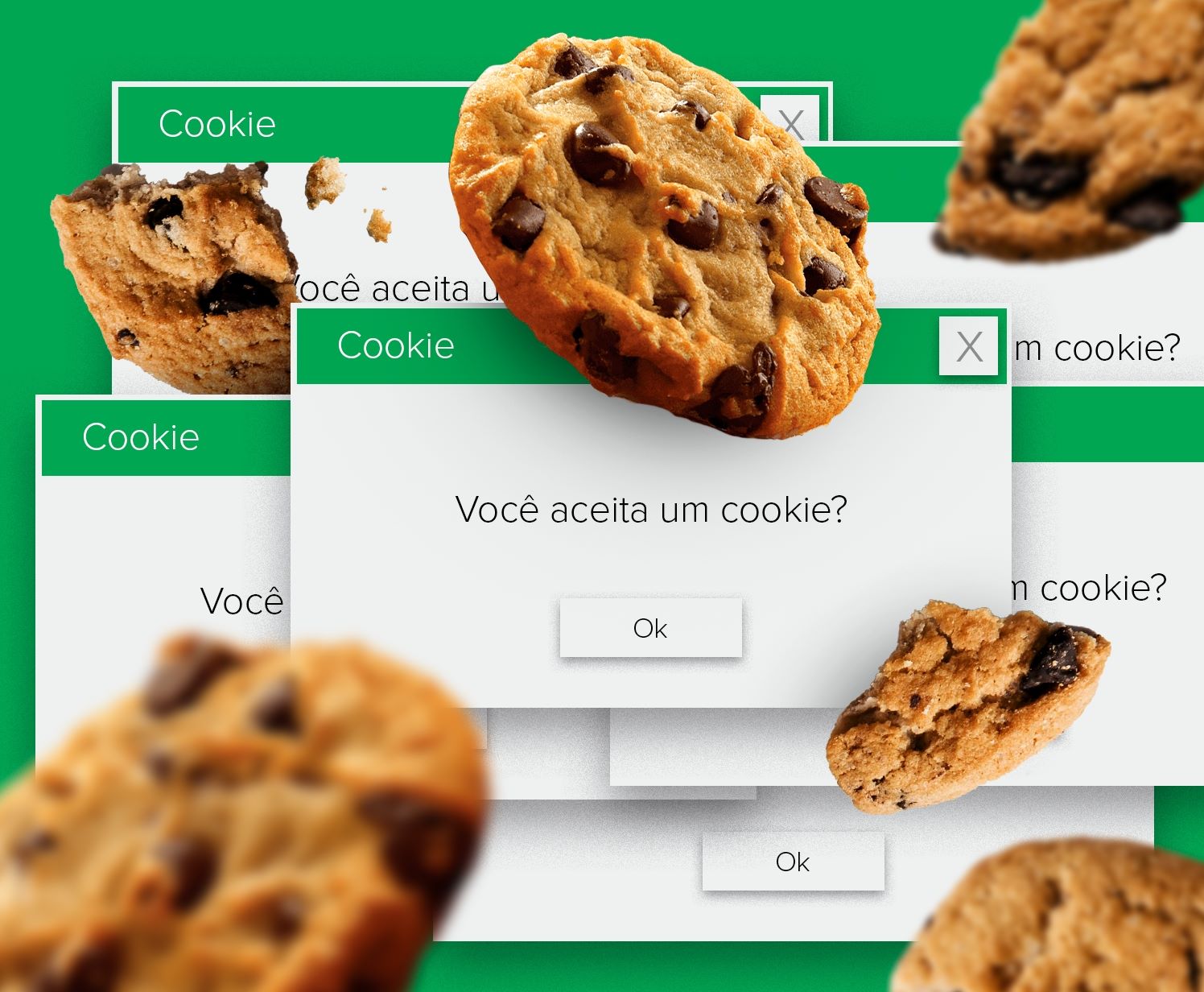 Usuário aceita cookies em site e pode compartilhar dados de navegação e preferências online.