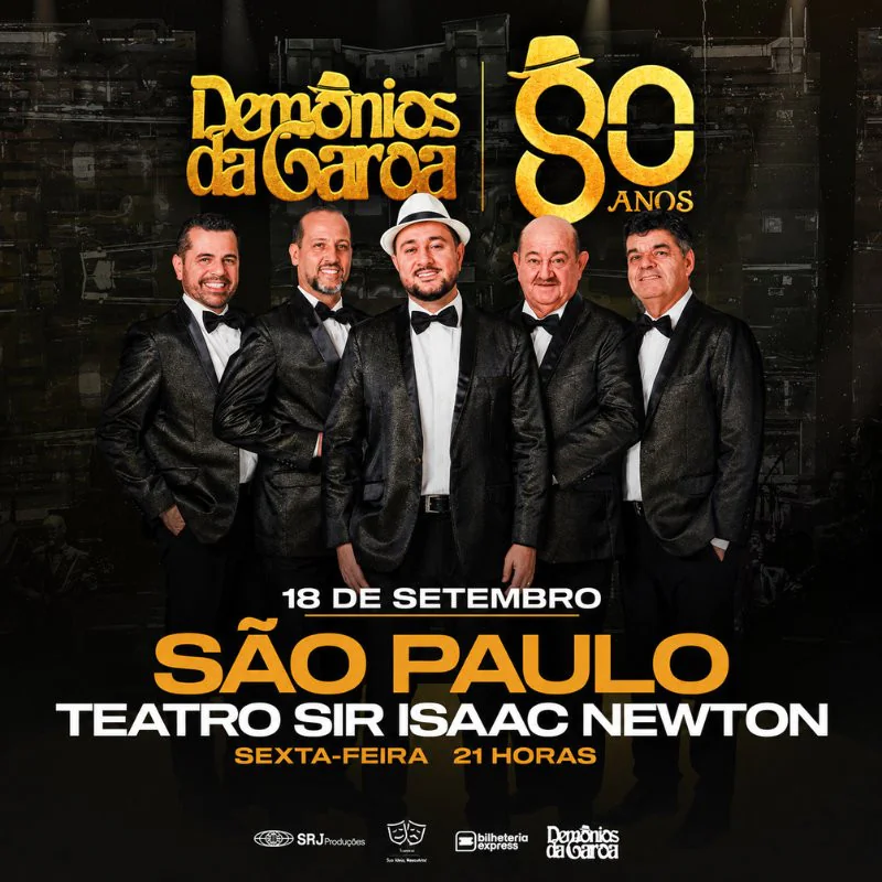 Demônios da Garoa celebra 80 anos em show no Teatro Sir Isaac Newton, na Vila Gustavo