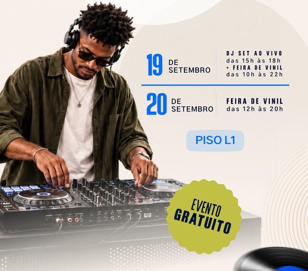 Feira de vinil com LPs no Shopping Metrô Tucuruvi, na Zona Norte de São Paulo