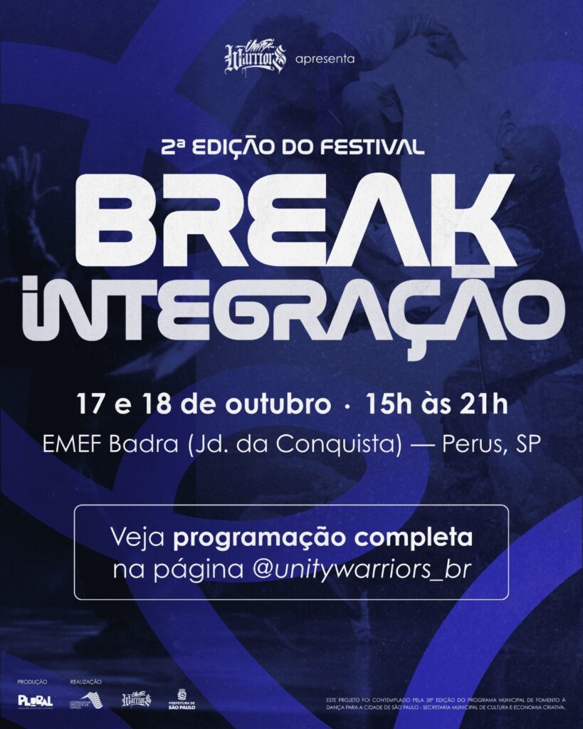 O 2º Festival Break’Integração celebra os dez anos da Unity Warriors com apresentações e atividades gratuitas.