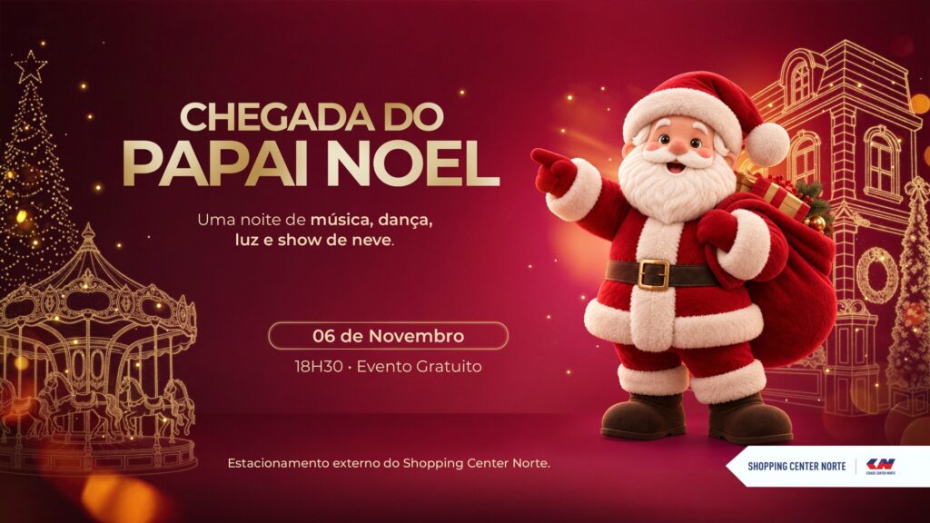 Center Norte inaugura “Uma Noite de Natal” com chegada do Papai Noel, espetáculo inédito e decoração imersiva