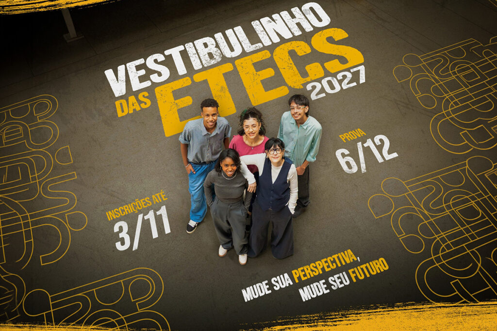 Vestibulinho das Etecs oferece mais de 89 mil vagas para 2027